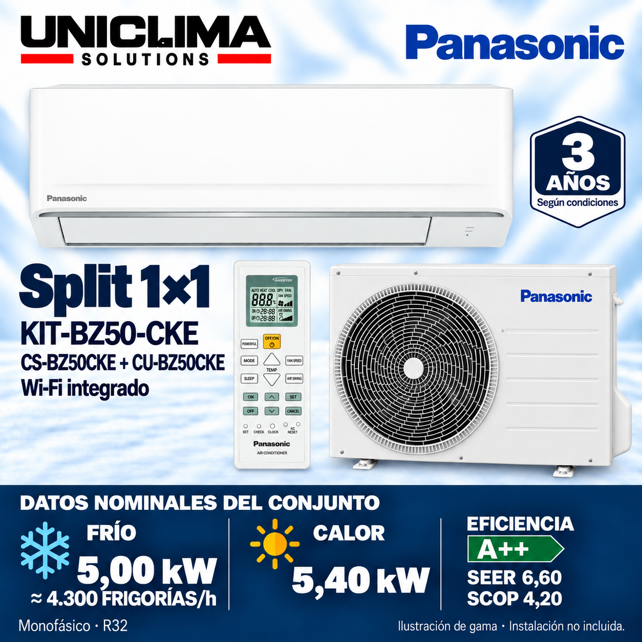 Panasonic KIT-BZ50-CKE, 4.300 KÜHLEN/h — Uniclima