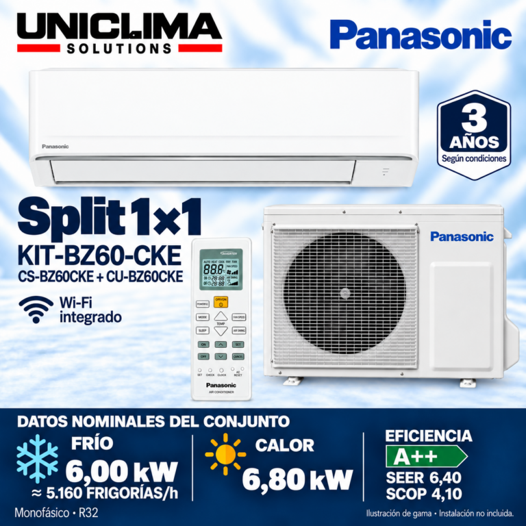 Conjunto Panasonic KIT-BZ60-CKE, 5.160 FRIGORÍAS/h — Uniclima