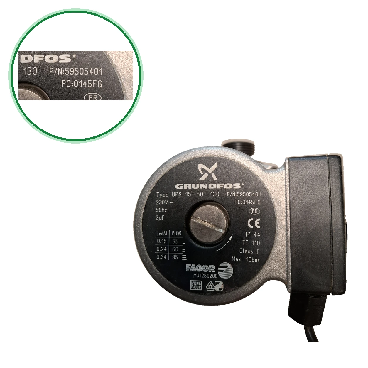 Grundfos UPS 15-50 130 Circulating Pump for Fagor FEB-20 E/1N · 59505401