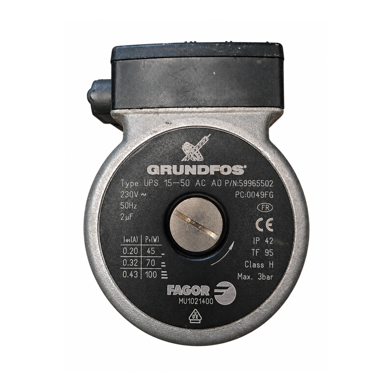 Grundfos UPS 15-50 AC AO circulator pump · 59965502 · For Fagor FEE-20/2N and FE-20E/2B