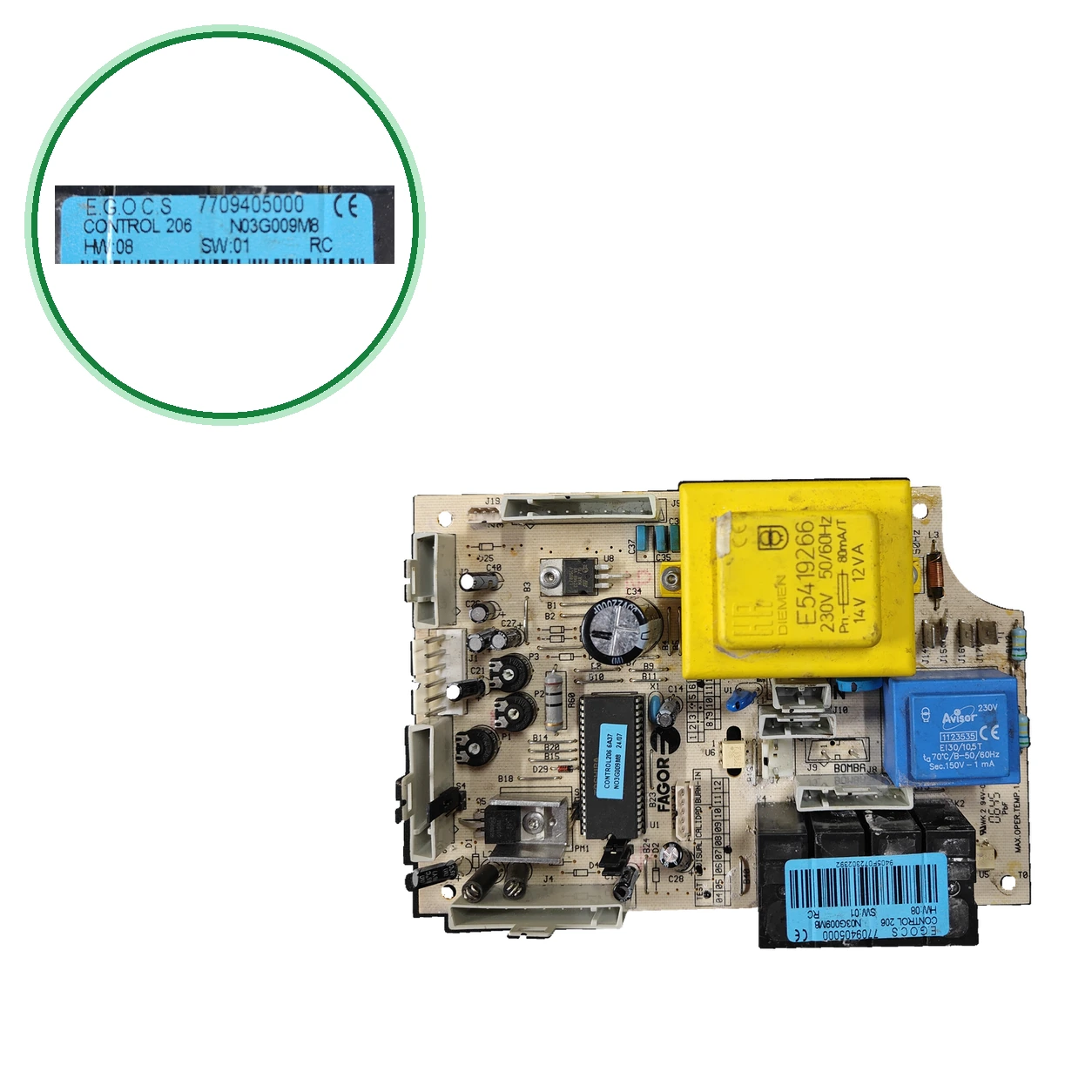 PCB Electrónica E.G.O.C.S CONTROL 206 · N03G009M8 Para Fagor CE 24 EN