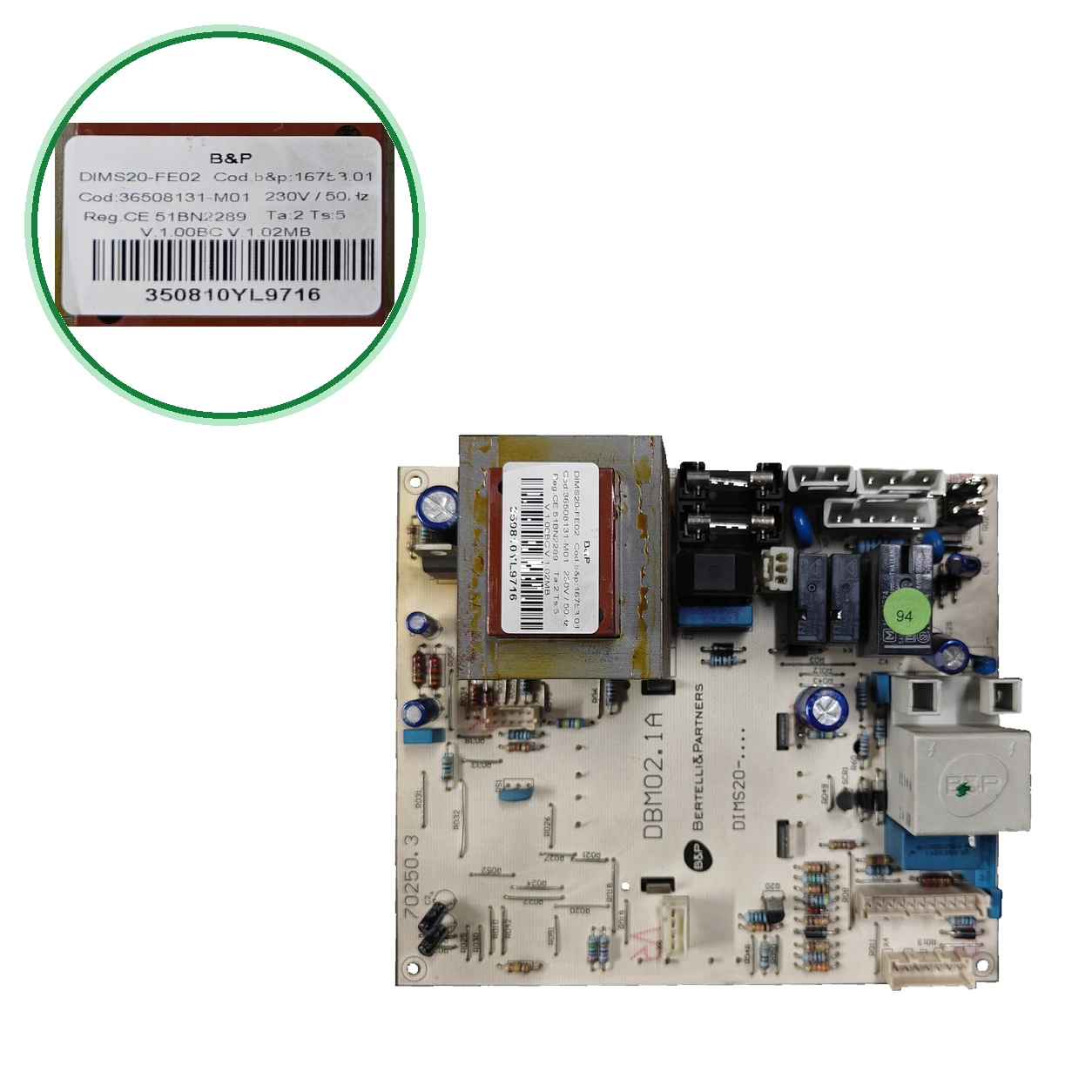 PCB Electrónica B&P DBM02.1A · Ferroli 39820661 Para Divatech F32