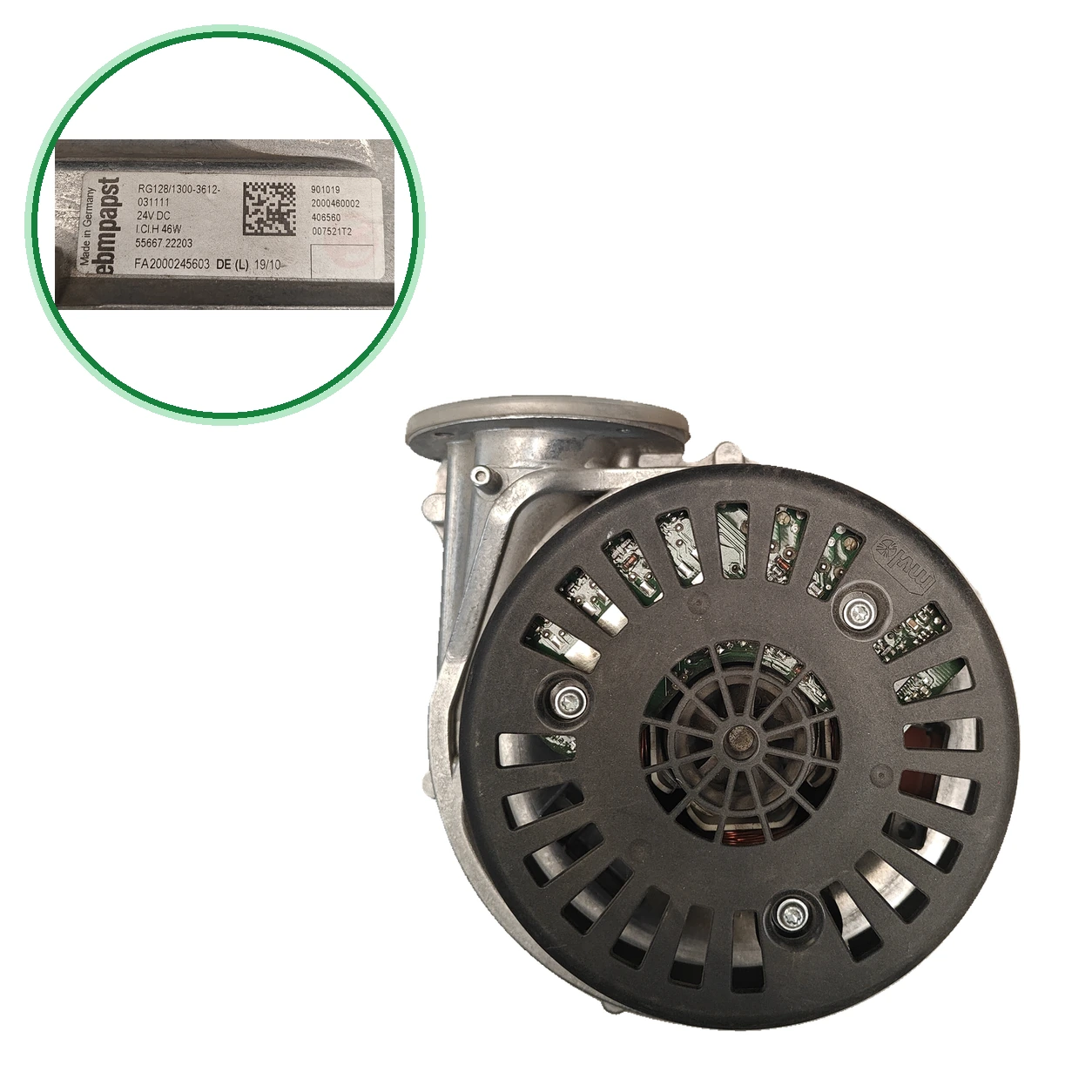 Ebm-papst RG128/1300-3612-031111 extractor for Isofast Condens F30 E1 E Isomax Condens F35E