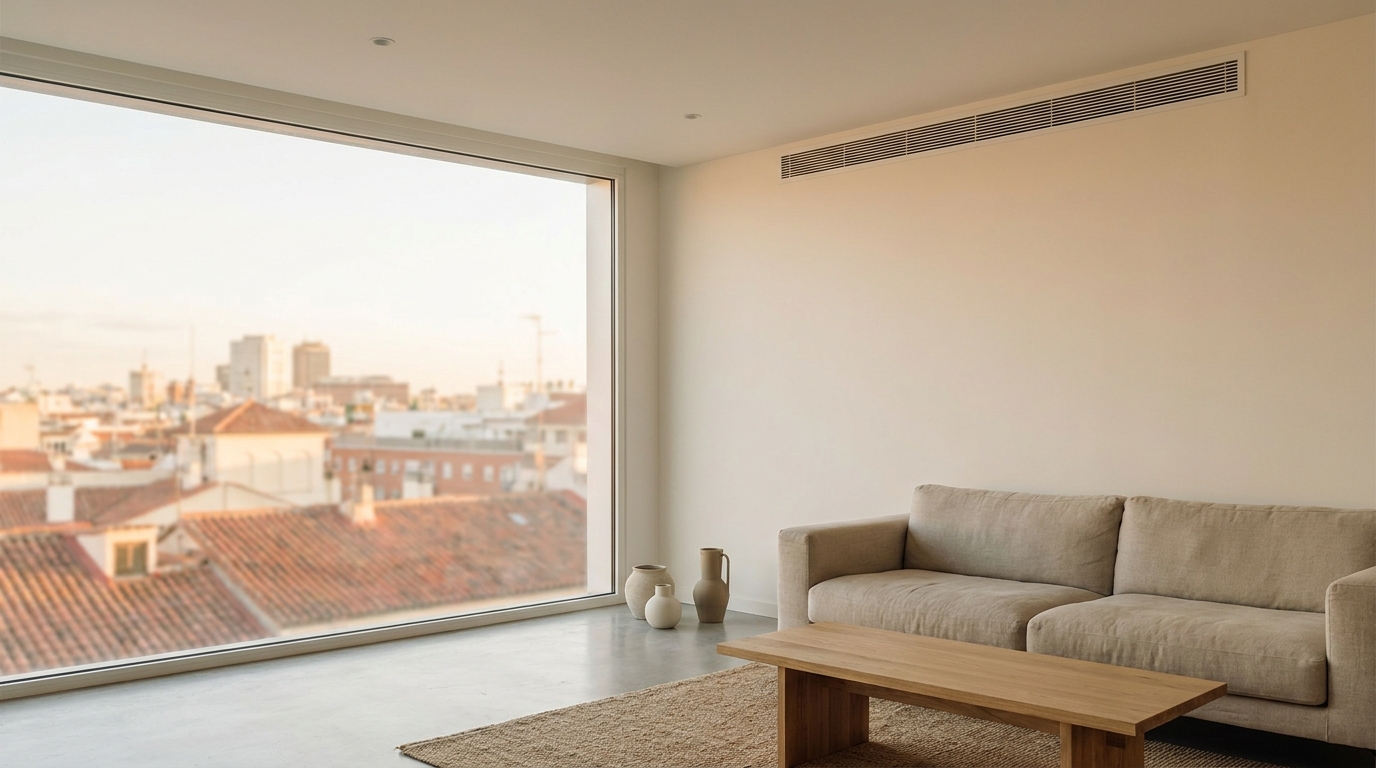 Interior con instalación de climatización eficiente